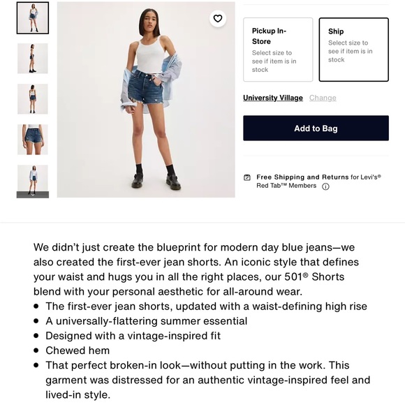 💘5xHP!💘 Levi’s | Cut Off Jean Shorts, Size 6 - Picture 7 of 16